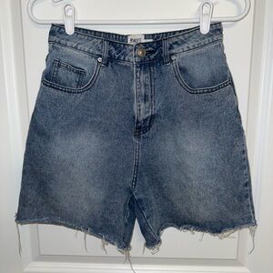 Princess Polly Faded Blue High-Rise Frayed Denim Shorts